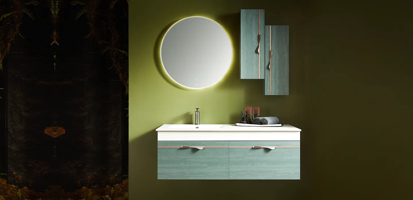 Modern bathroom vanity Dubai green